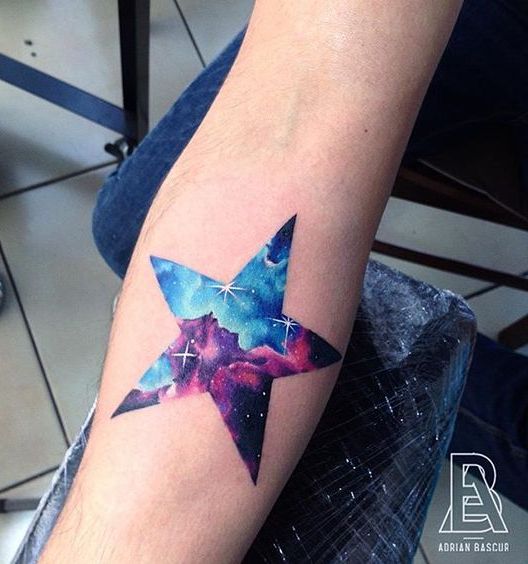 galaxy star arm tattoo