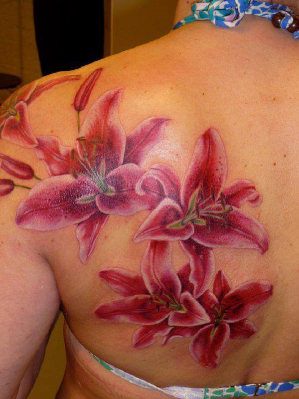 red lilies on the back