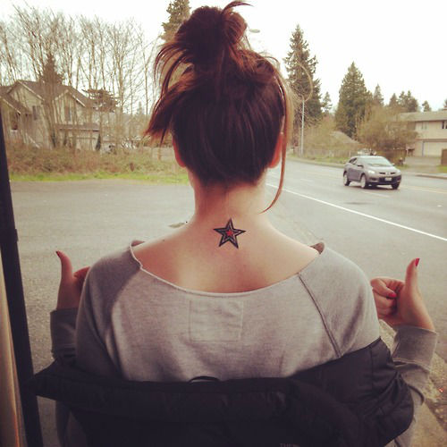 colorful back star on a neck