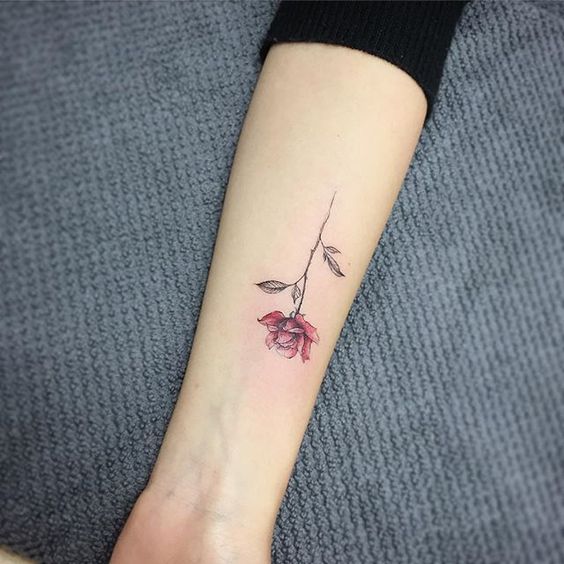 small rose arm tattoo