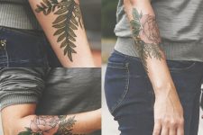 23 flower and leaf arm tattoo