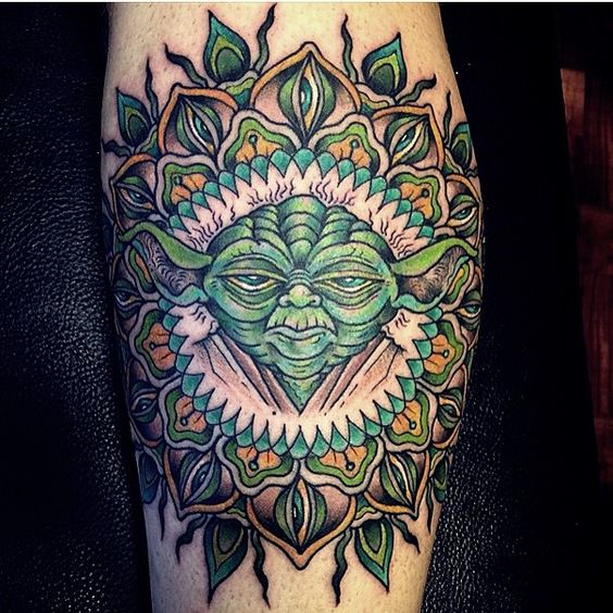 colorful Master Yoda tattoo