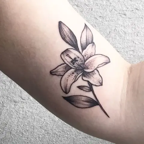 stargazer lily on an arm