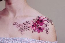 26 pink flowers watercolor tattoo