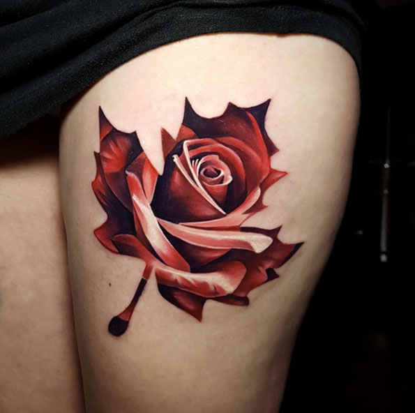 maple leaf rose tattoo