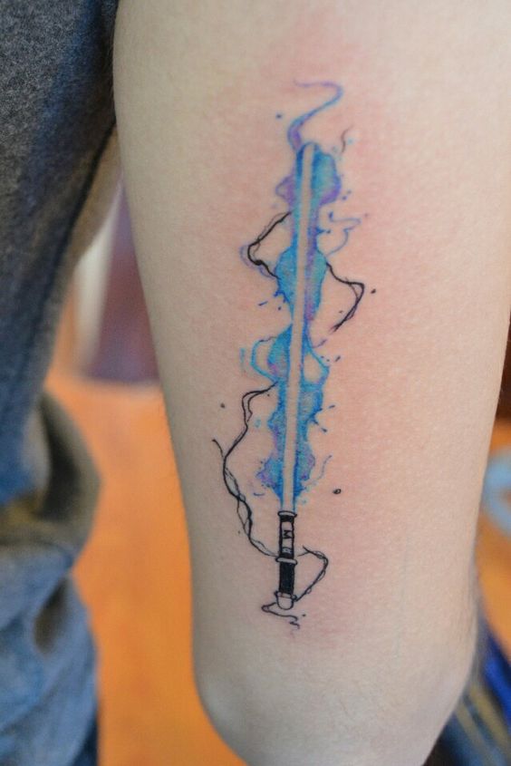 33 watercolor lightsaber tattoo