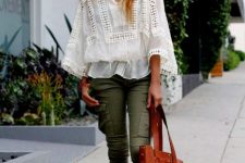 Cargo pants with boho chic blouse
