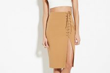 Elegant look with midi skirt and crop top