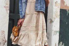 Look with chic dress, and lace up flats