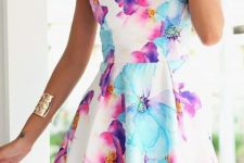 Outfit with floral skater dress