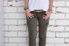 Stylish outfit with cargo pants and boots