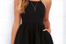 Summer look with black skater dress