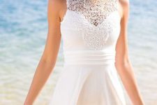 White dress with lace top