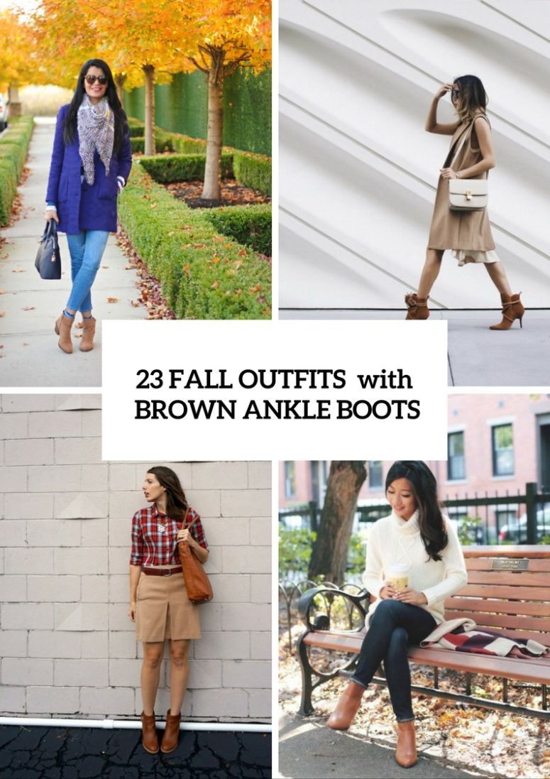 23 Super Cool Fall Outfits With Brown Ankle Boots