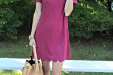 Scalloped dress with colored boots