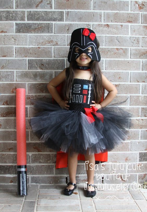 Darth Vader costume with a tutu skirt and a helmet
