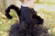 12 black cat with a tulle skirt, ears and a tail