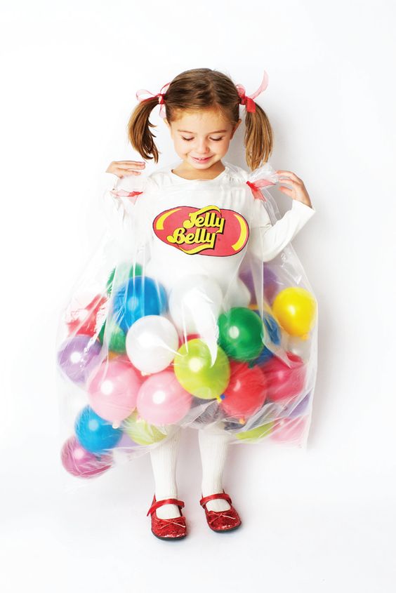 Jelly Belly Halloween costume with balloons for girls