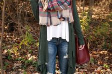 fall look with blanket scarf