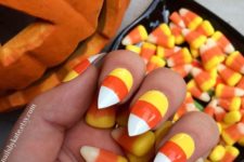 24 bright candy corn nails