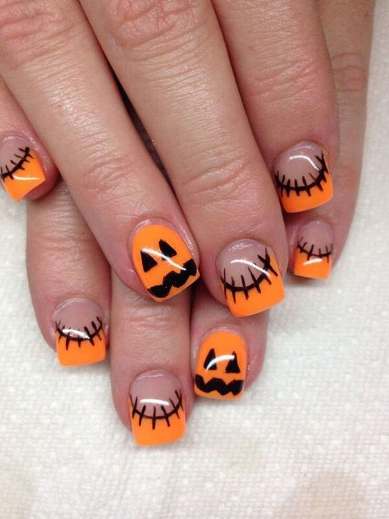 pumpkin and stitches nails