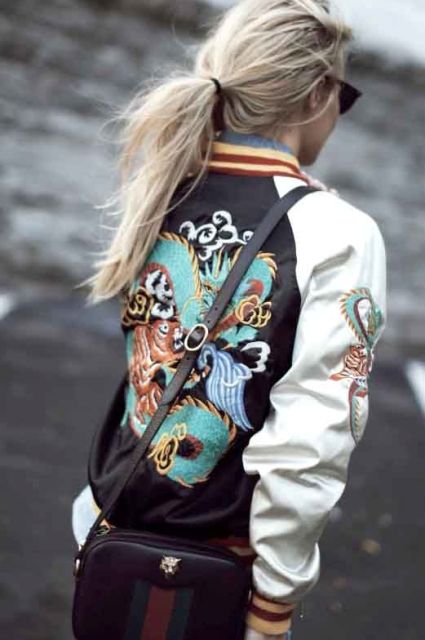 Bomber jacket with embroidery