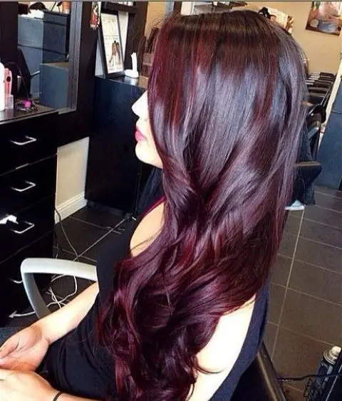 bold black cherry hair looks cool both on long and short hair