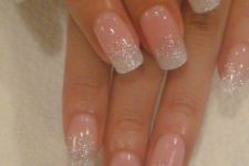05 blush nails with silver glitter on the tips
