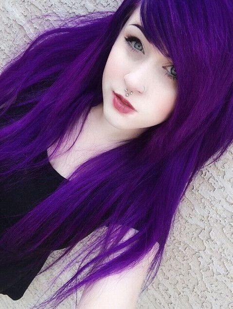super bold purple hair looks awesome with pale complexion