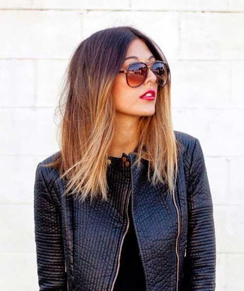 long bob ombre hair from brown to almost blonde
