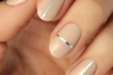10 nude nails with silver stickers