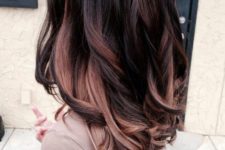11 black hair with dark brown and caramel highlights