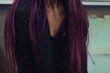 12 dark purple hair makes a statement but looks more calm and stylish