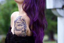 15 balayage purple long hair with various shades of purple