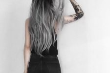 15 black hair with grey balayage to rock