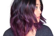 18 black roots and purple balayage hair