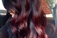 19 dark hair with black cherry highlights