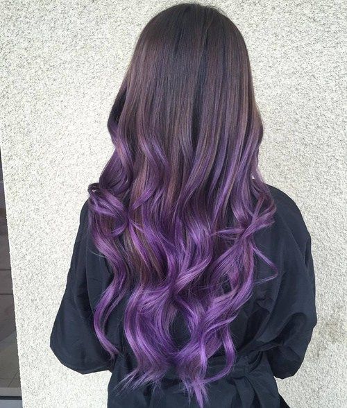 brown to purple balayage hair