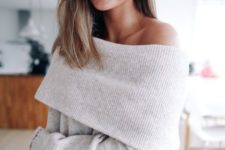 21 neutral off the shoulder sweater dress is ideal to feel comfy on cold days