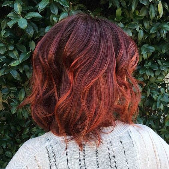 dark red hair with a copper balayage effect will give you power and sex appeal