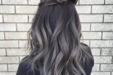23 navy hair with grey balayage