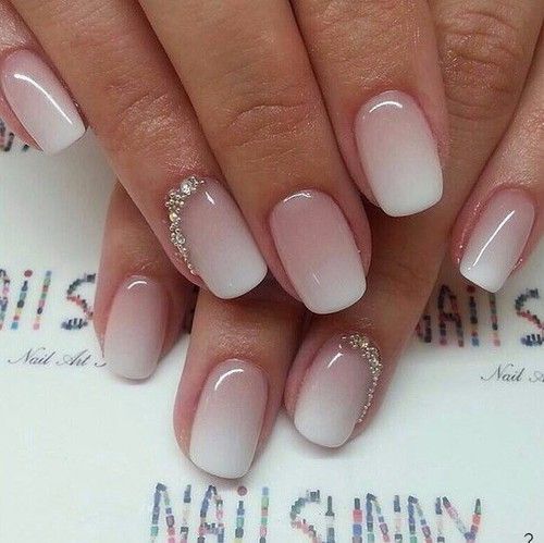 ombre nails with beading accents