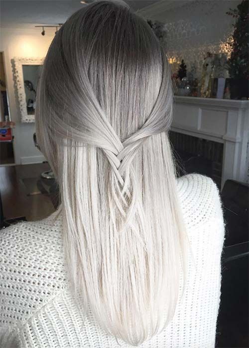 ombre grey hair from grey to white looks subtle