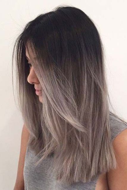 ombre hair from black to grey