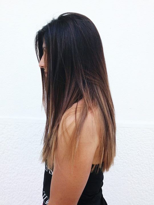 ombre hair from black to light caramel