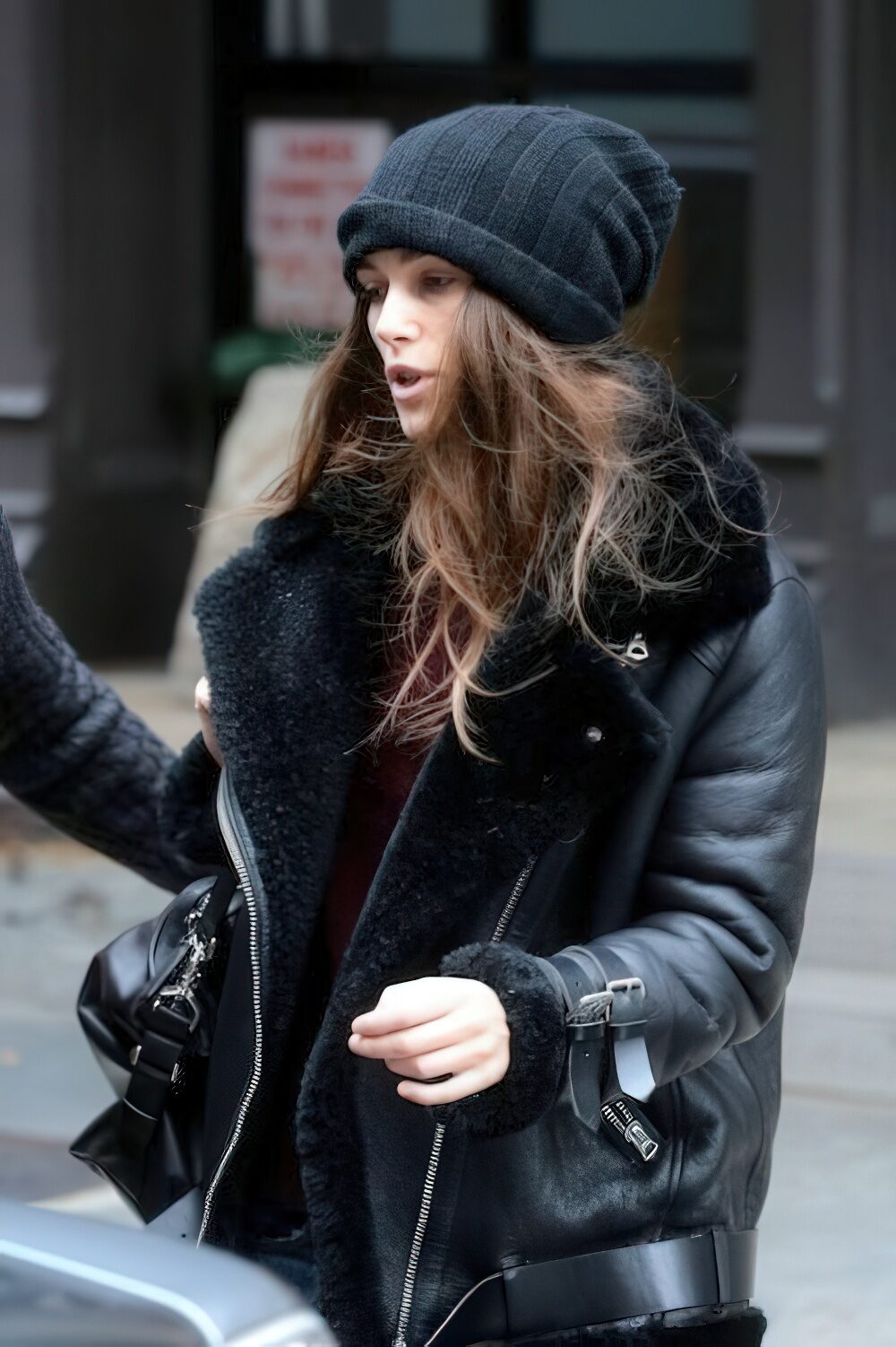 With shearling jacket