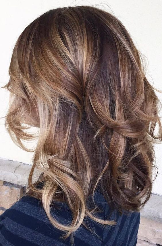 brown and caramel hair with blonde highlights