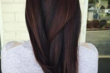 dark brown hair with subtle highlights