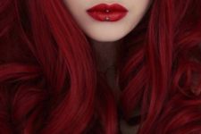 04 gorgeous bold red hair with a fringe