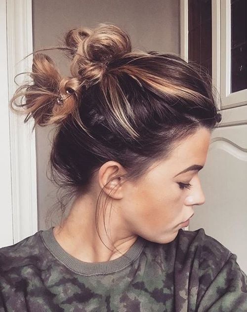 messy double knot updo